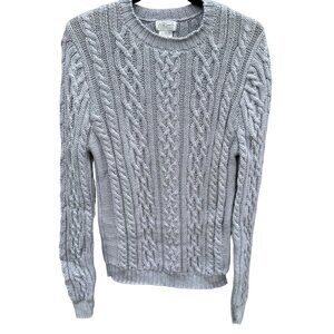 Willi‎ Smith Collection Vintage 90s Womens Gray Cable Knit Merino Wool Sweater L